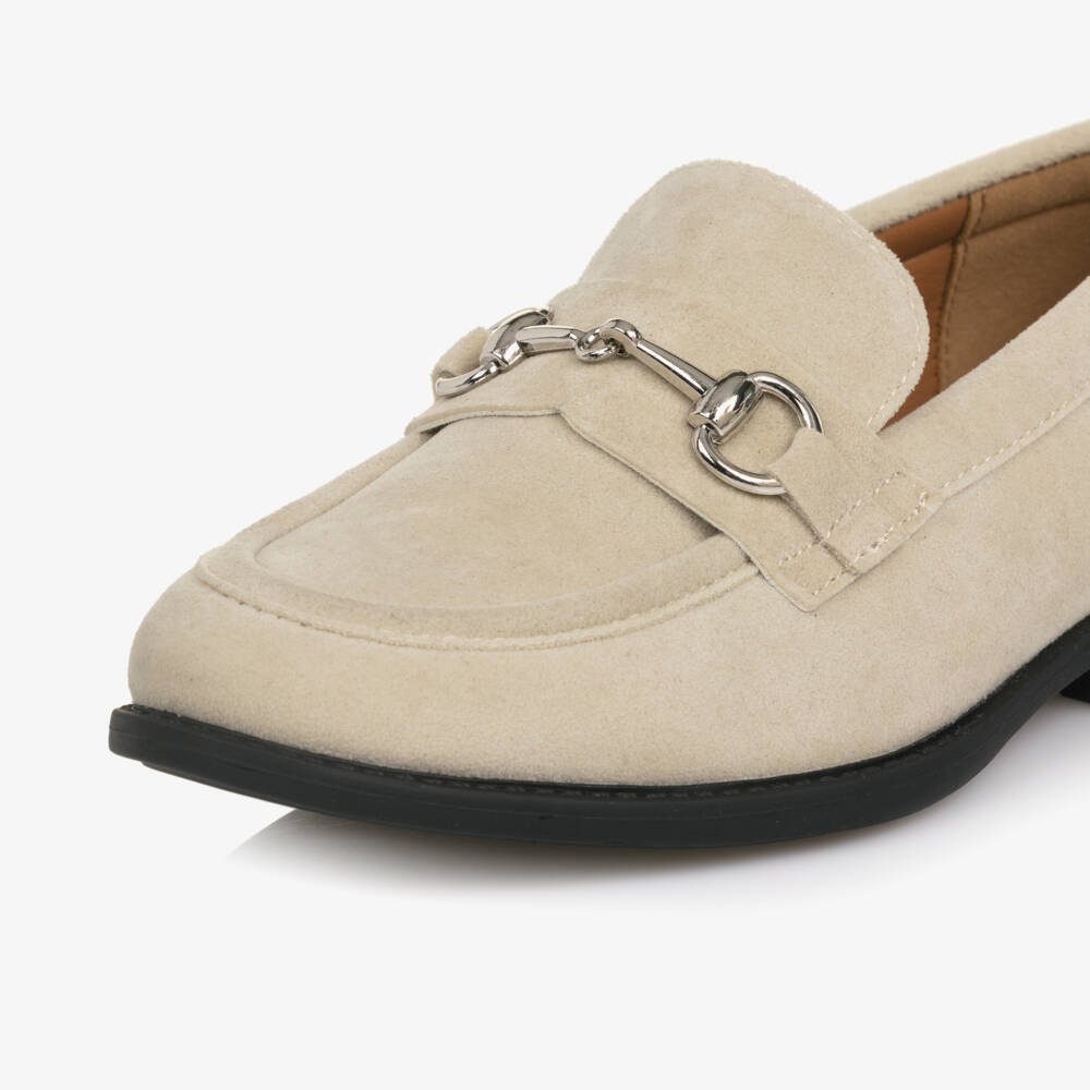 Romano-Boys Pale Beige Faux Suede Loafers | Childrensalon