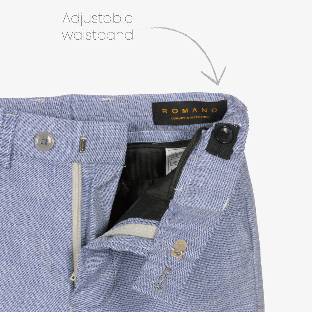 Romano-Boys Pale Blue Twill Suit with Waistcoat | Childrensalon