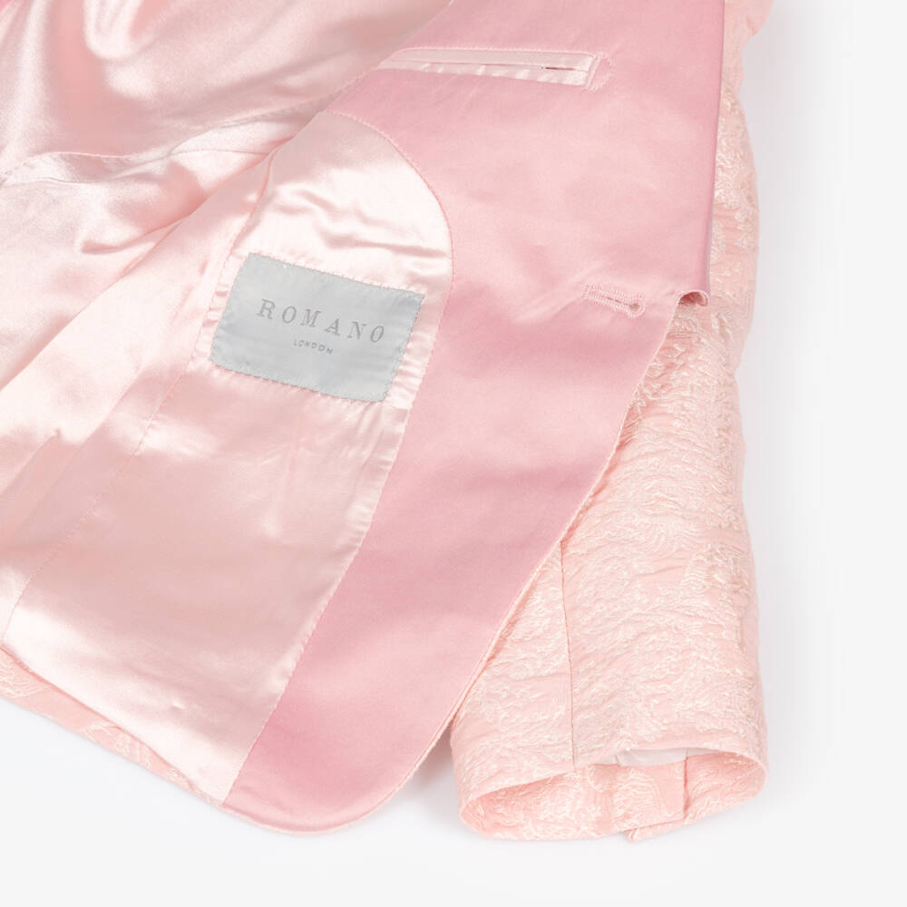 Romano-Boys Pink Jacquard Suit with Bow Tie | Childrensalon