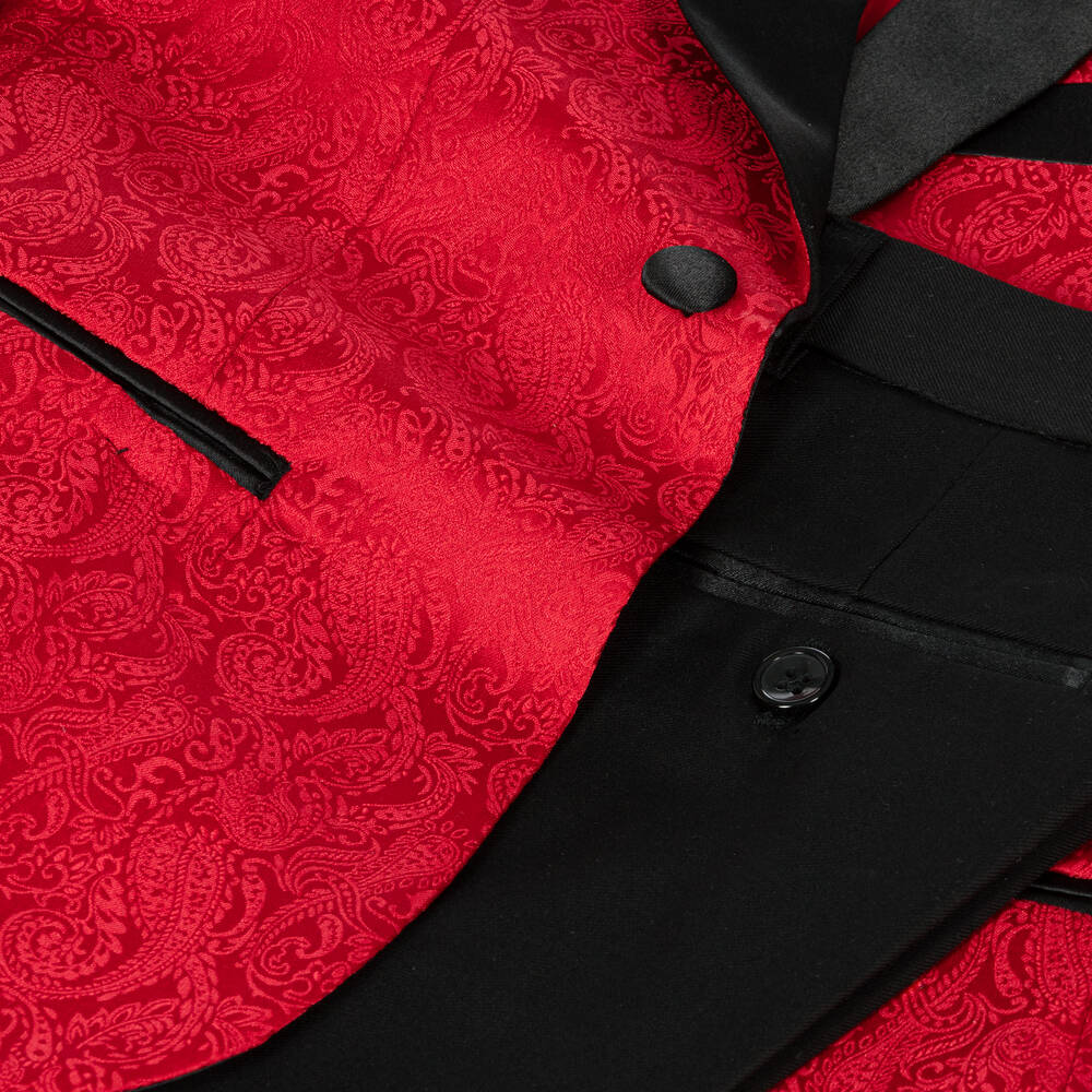 Roma e Toska-Красно-черный жаккардовый костюм для мальчиков | Childrensalon