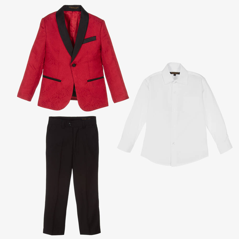 Romano Boys 3 Piece Suit in Black