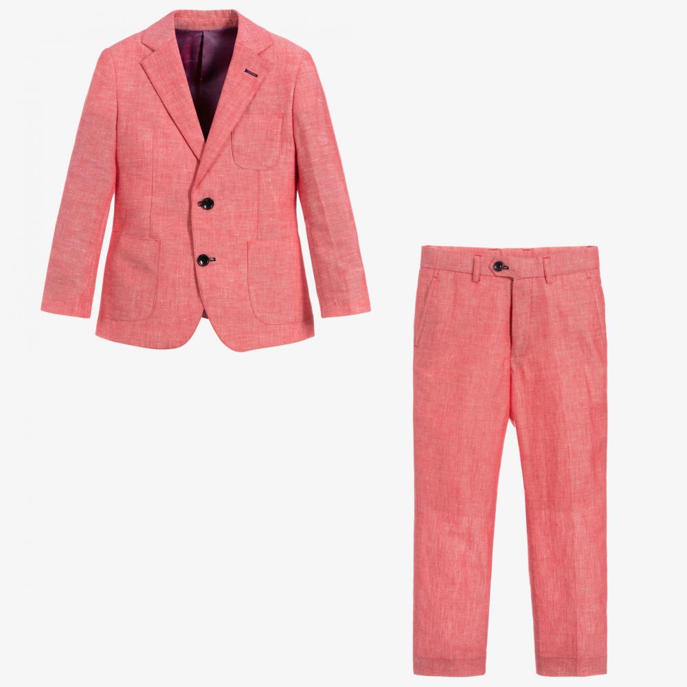 Romano-Boys Red Linen Suit | Childrensalon
