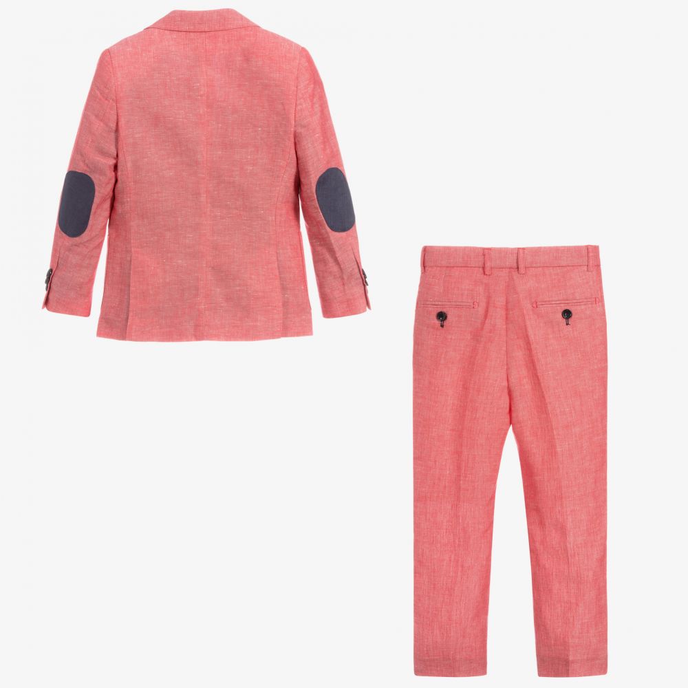 Romano-Boys Red Linen Suit | Childrensalon
