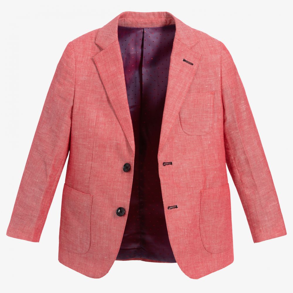 Romano-Boys Red Linen Suit | Childrensalon