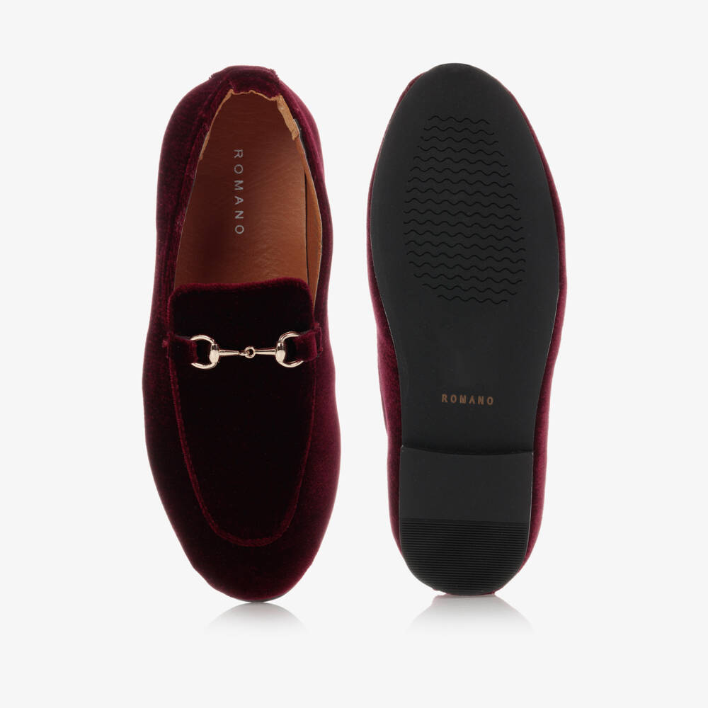 Romano-Boys Red Velvet Loafers | Childrensalon