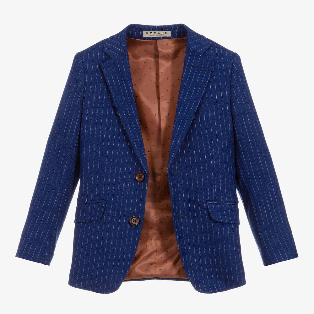 Romano-بدلة مزيج فيسكوز مقلم لون أزرق للأولاد | Childrensalon