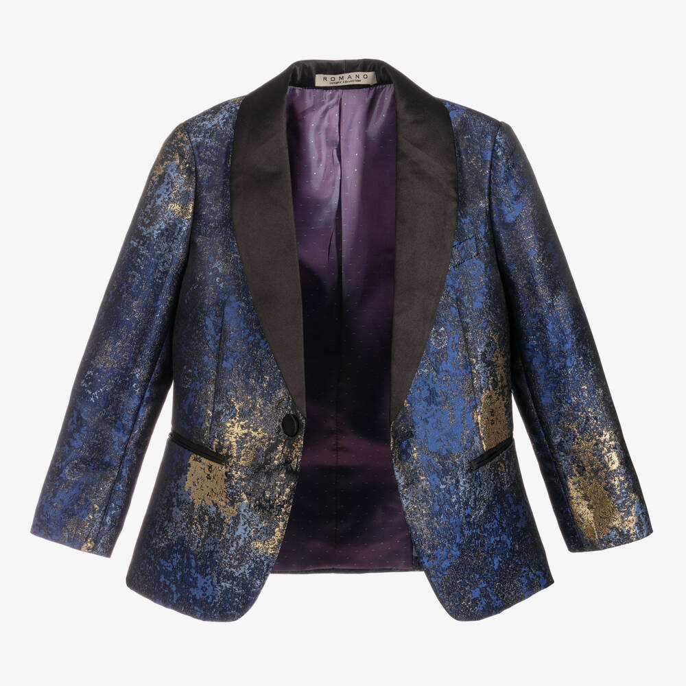 Romano-بدلة فيسكوز لون أزرق وذهبي للأولاد | Childrensalon