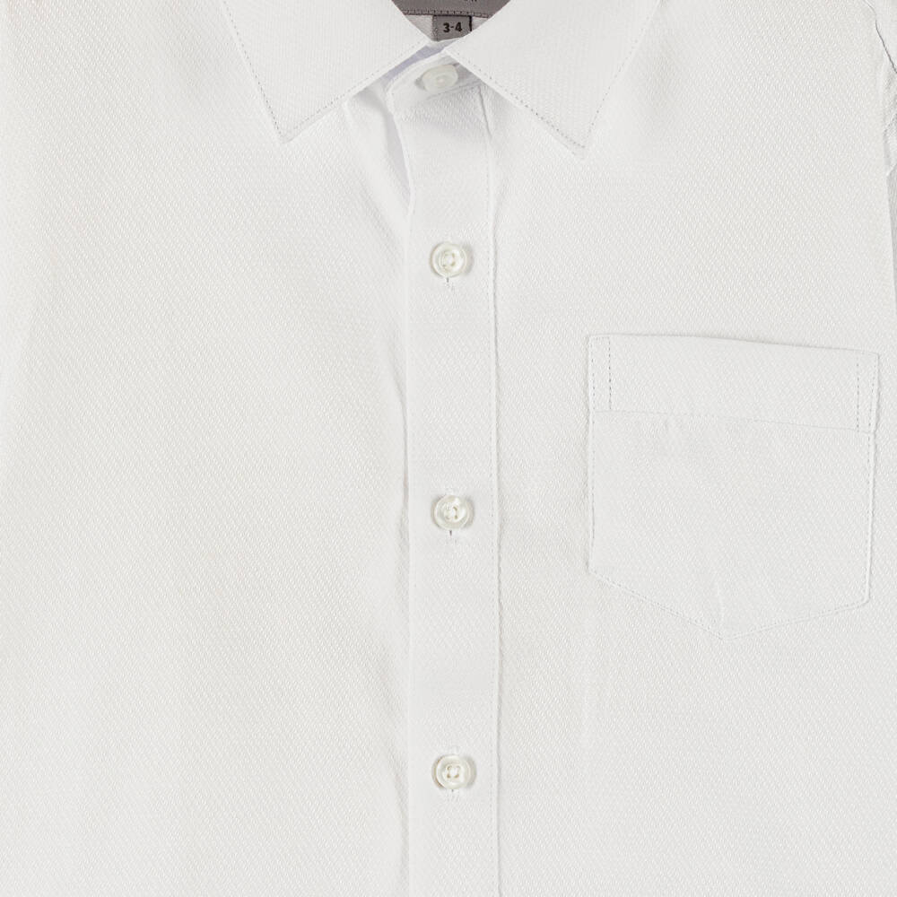 Romano-Boys Textured White Shirt | Childrensalon