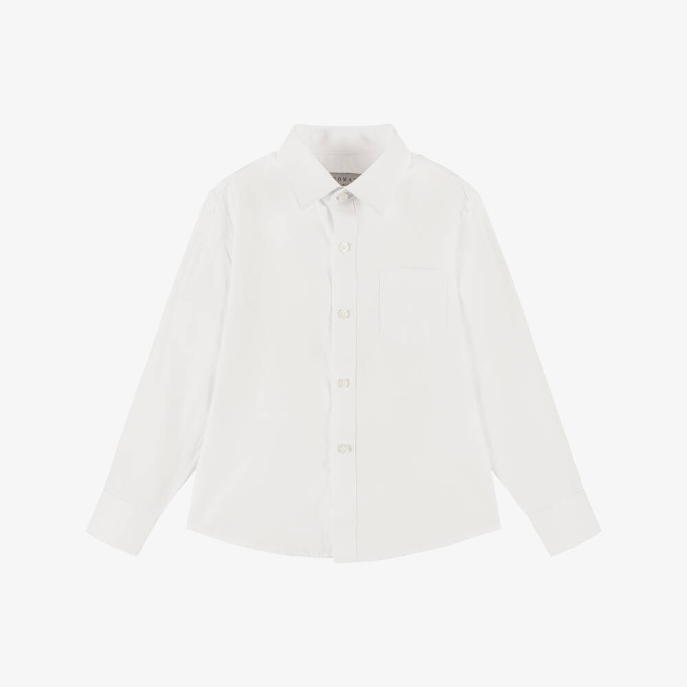Romano-Boys Textured White Shirt | Childrensalon