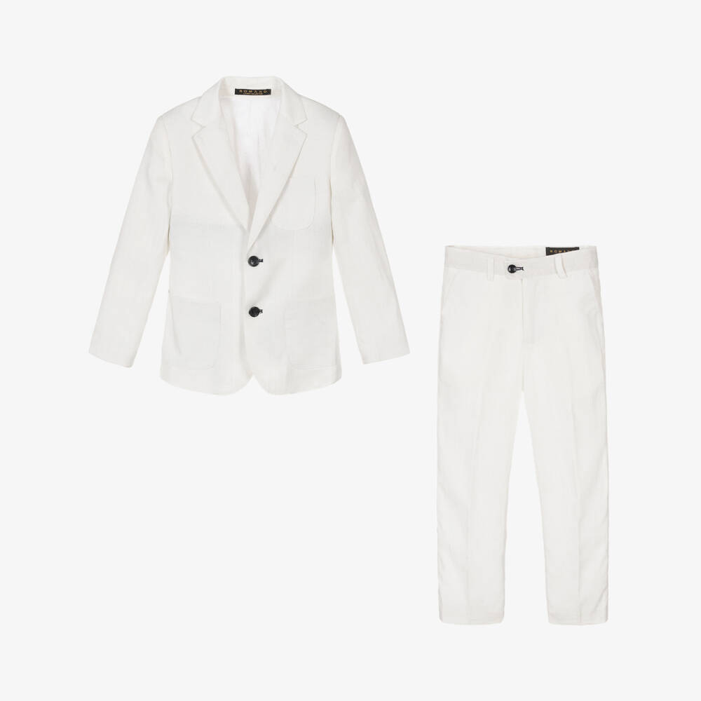 Roma e Toska-Boys White Linen Suit | Childrensalon