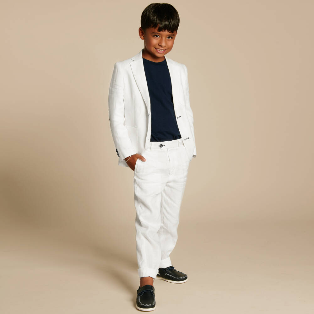 Roma e Toska-Boys White Linen Suit | Childrensalon