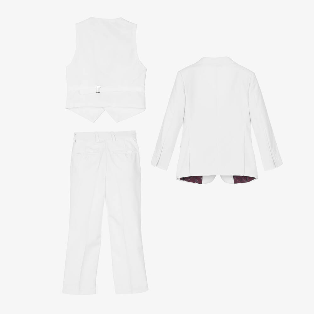 Romano-Boys White Twill Suit | Childrensalon