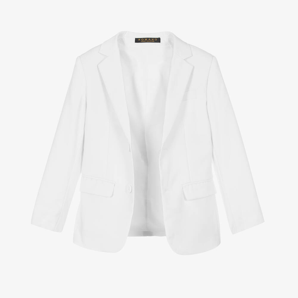 Romano-Boys White Twill Suit | Childrensalon