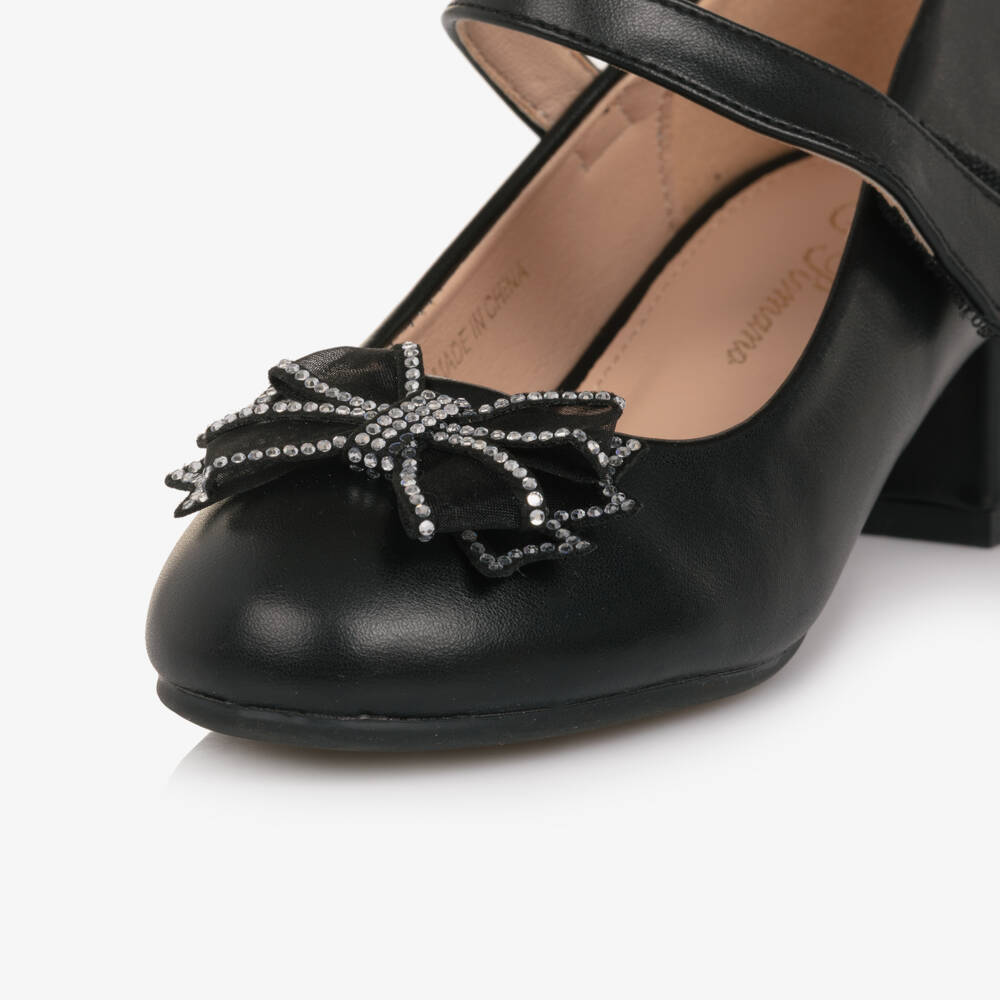 Romano-حذاء بنات بسير بفيونكة مرصعة بالكريستال لون أسود | Childrensalon
