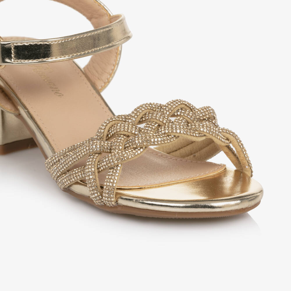 Romano-Girls Gold Diamtanté Heeled Sandals | Childrensalon