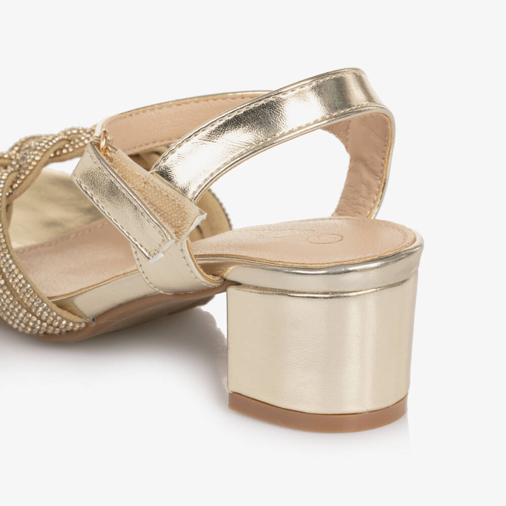 Romano-Girls Gold Diamtanté Heeled Sandals | Childrensalon