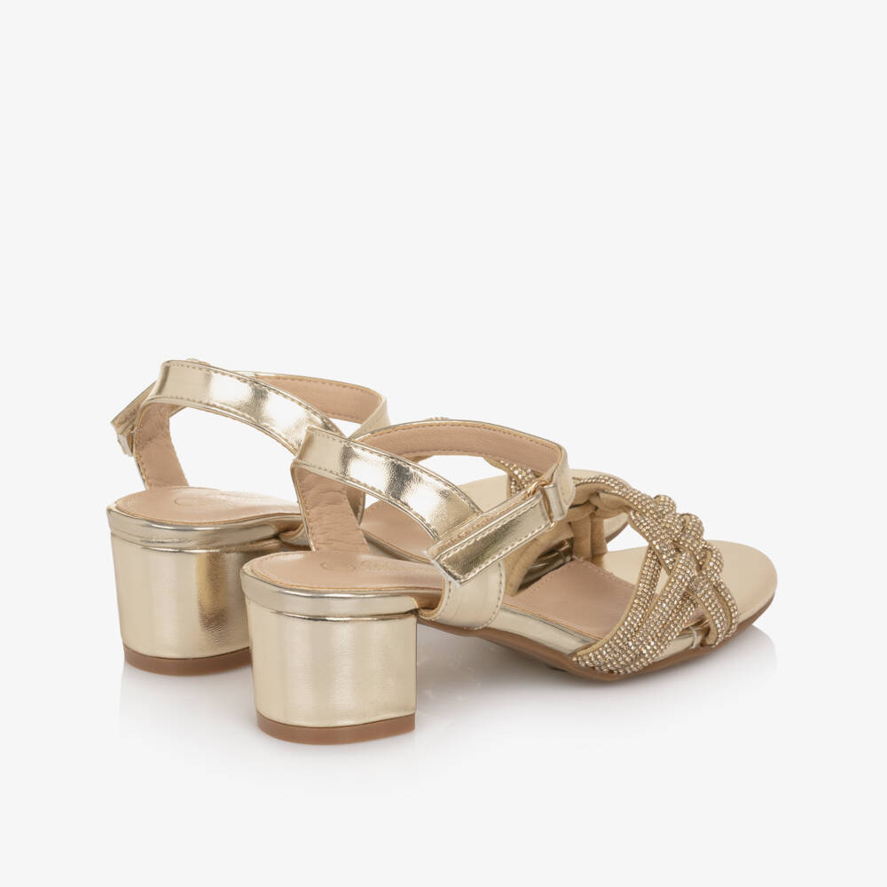 Romano-Girls Gold Diamtanté Heeled Sandals | Childrensalon