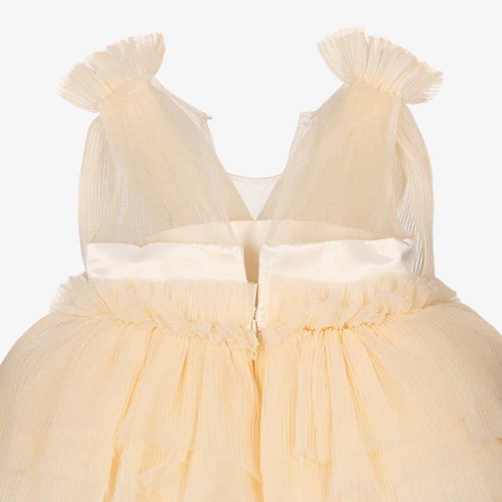 Romano-فستان تول بليسيه لون عاجي للبنات | Childrensalon