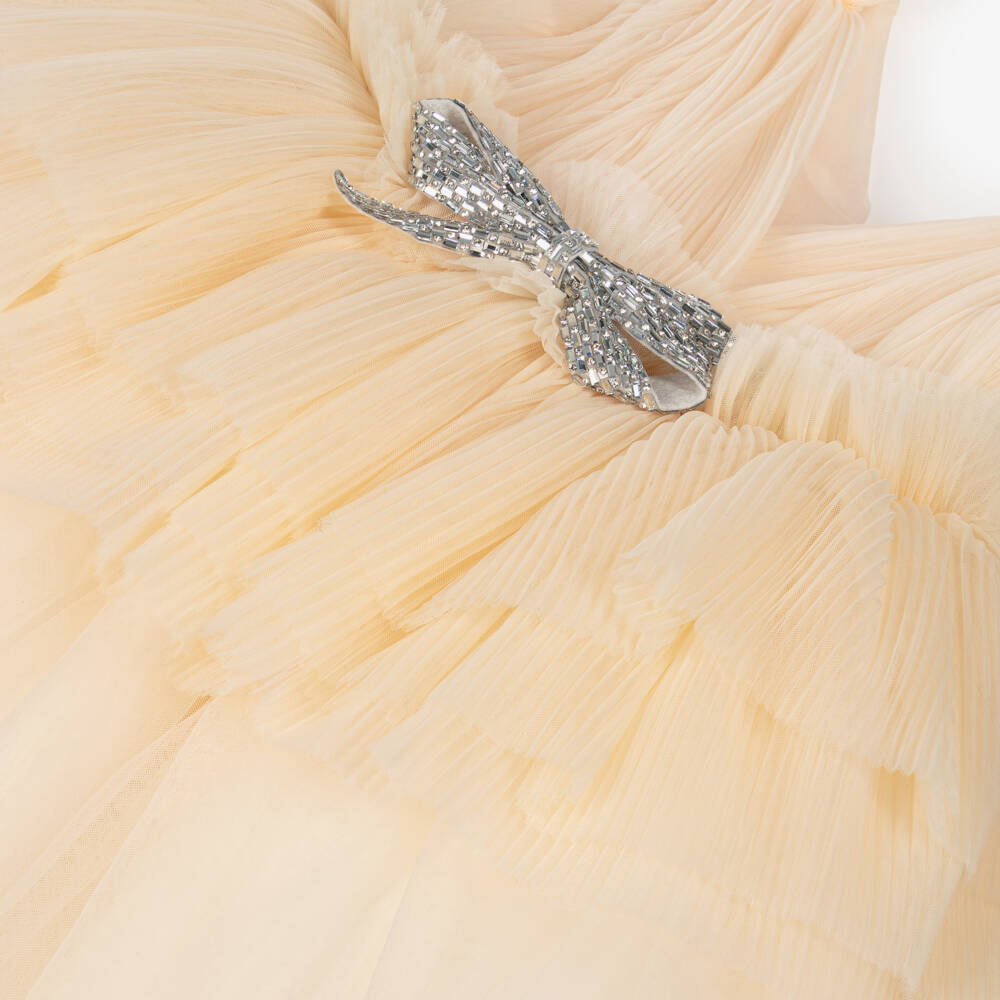 Romano-فستان تول بليسيه لون عاجي للبنات | Childrensalon