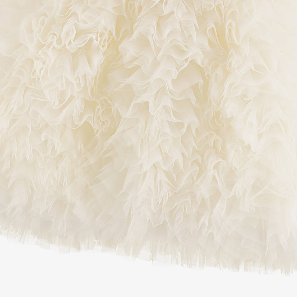 Romano-Girls Ivory Satin & Tulle Ruffle Dress | Childrensalon