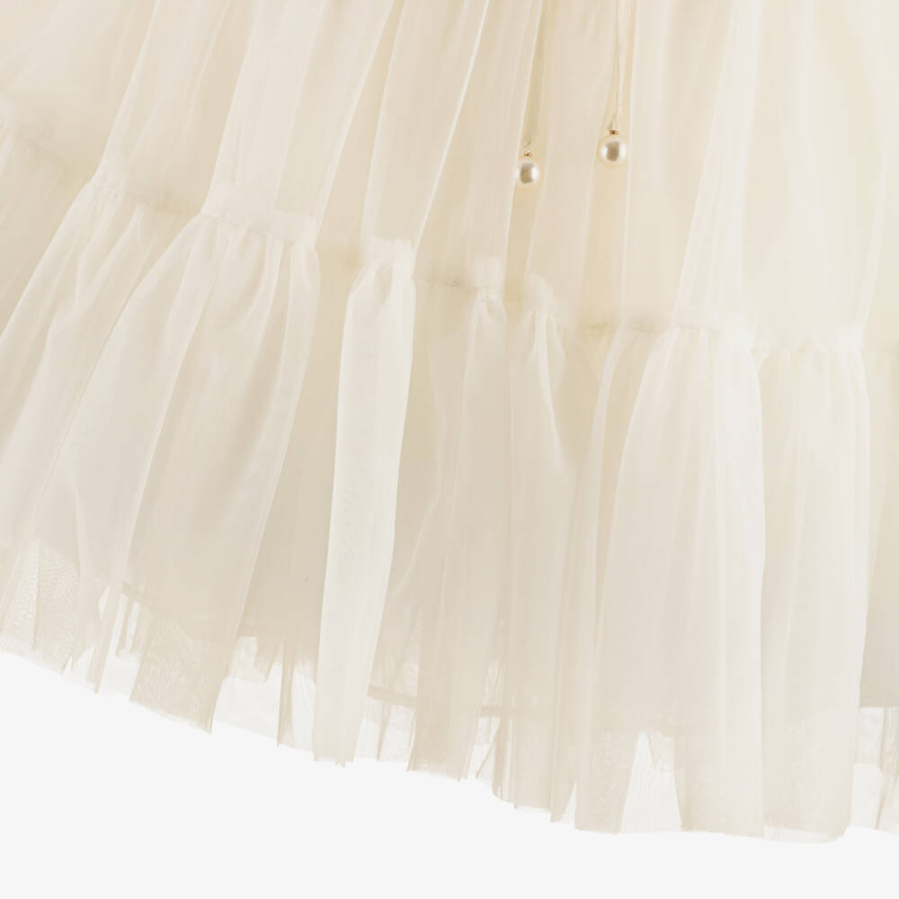 Romano-Girls Ivory Shimmer & Tulle Special Occasion Dress | Childrensalon