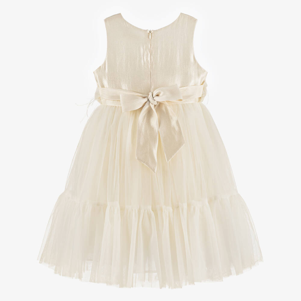 Romano-Girls Ivory Shimmer & Tulle Special Occasion Dress | Childrensalon