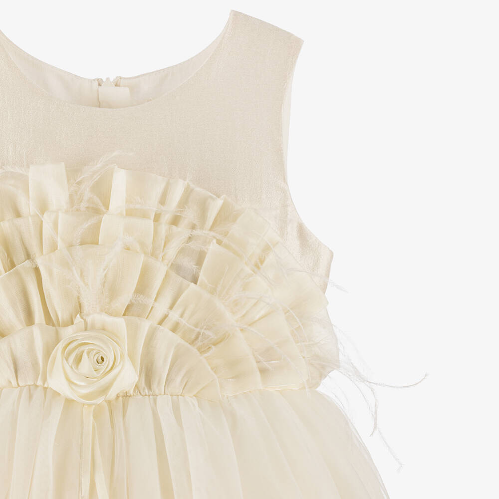 Romano-Girls Ivory Shimmer & Tulle Special Occasion Dress | Childrensalon