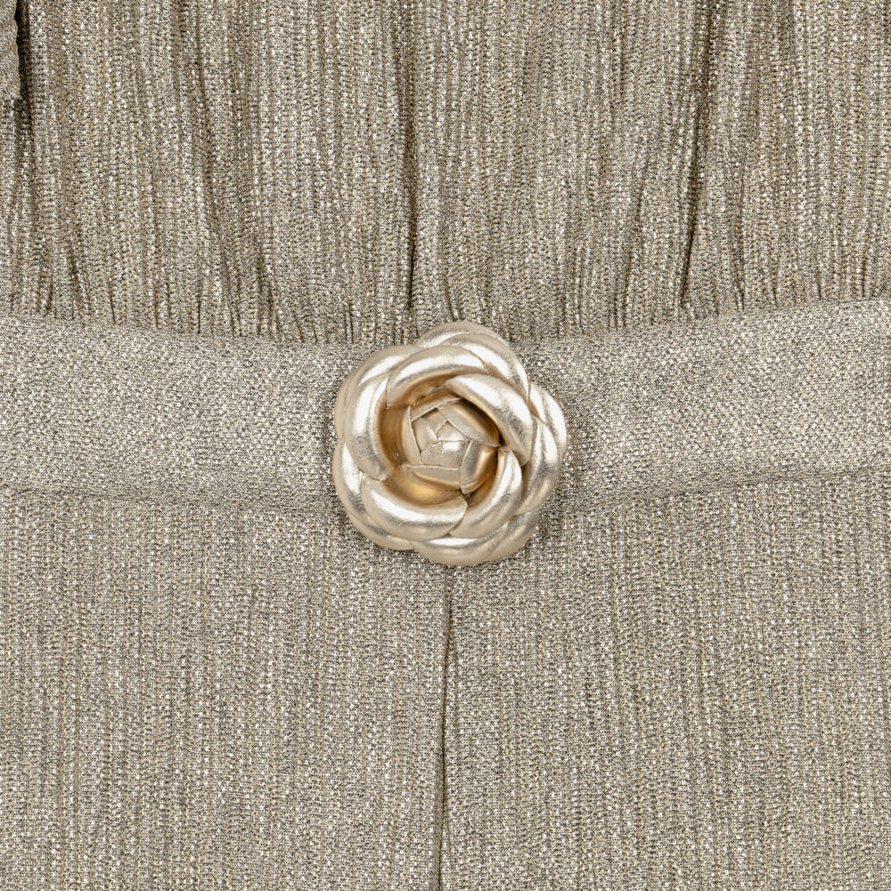 Romano-Girls Metallic Gold Crêpe Jumpsuit | Childrensalon