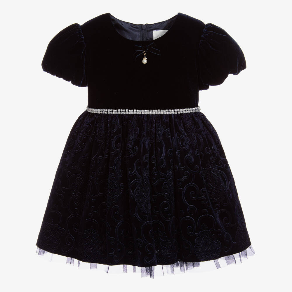 romano princess dress Romano Princess - Girls Navy Blue Velvet Dress