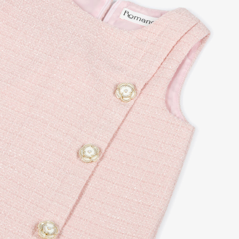 Roma e Toska-Платье розовое трапеция из твида для девочек | Childrensalon