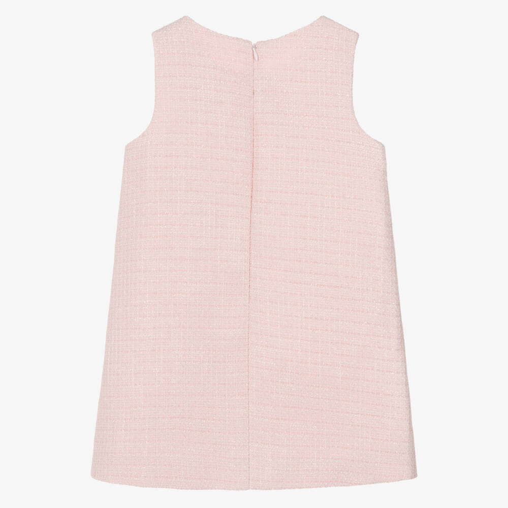 Roma e Toska-Платье розовое трапеция из твида для девочек | Childrensalon
