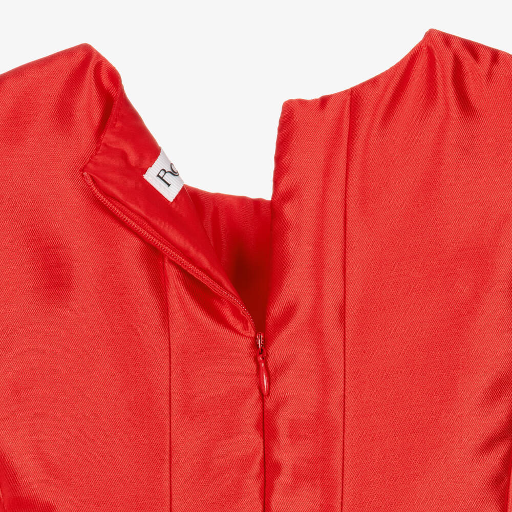 Romano-فستان ساتان بفيونكات مرصعة بالكريستال لون أحمر للبنات | Childrensalon