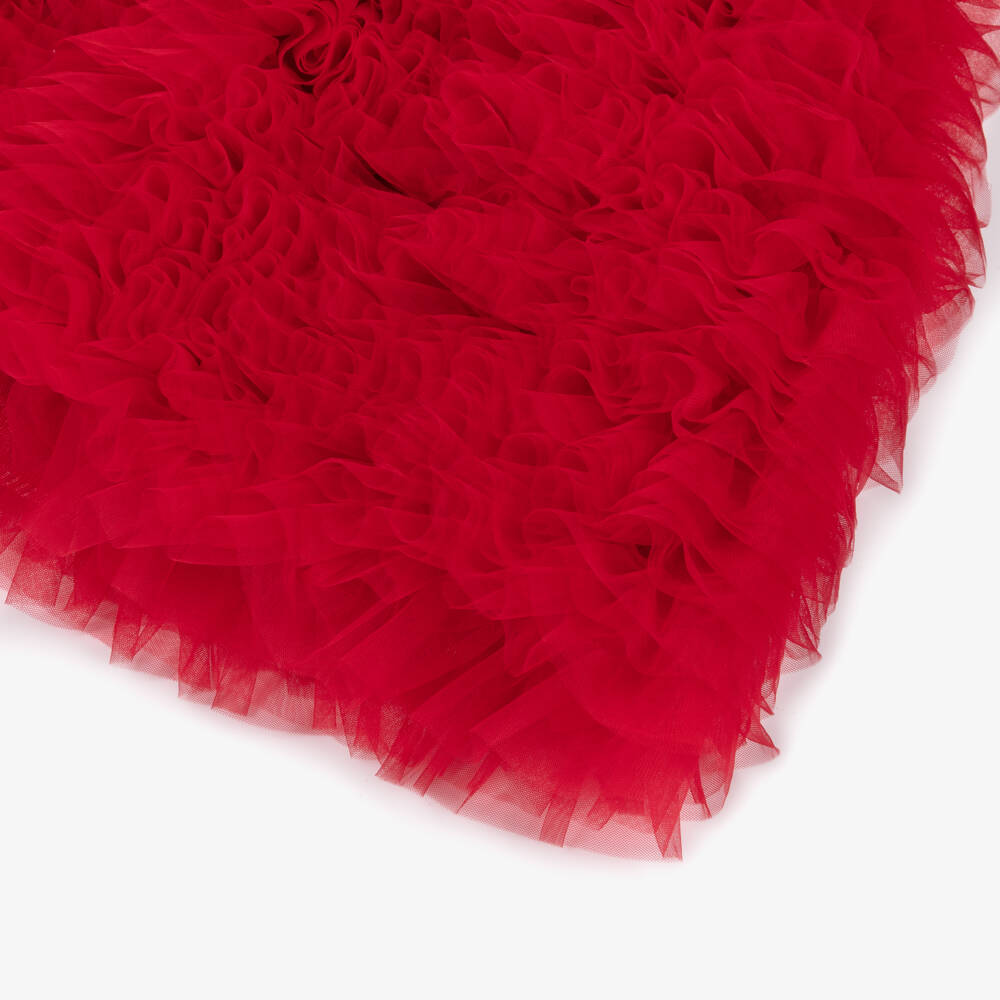 Romano-Girls Red Satin & Tulle Ruffle Dress | Childrensalon