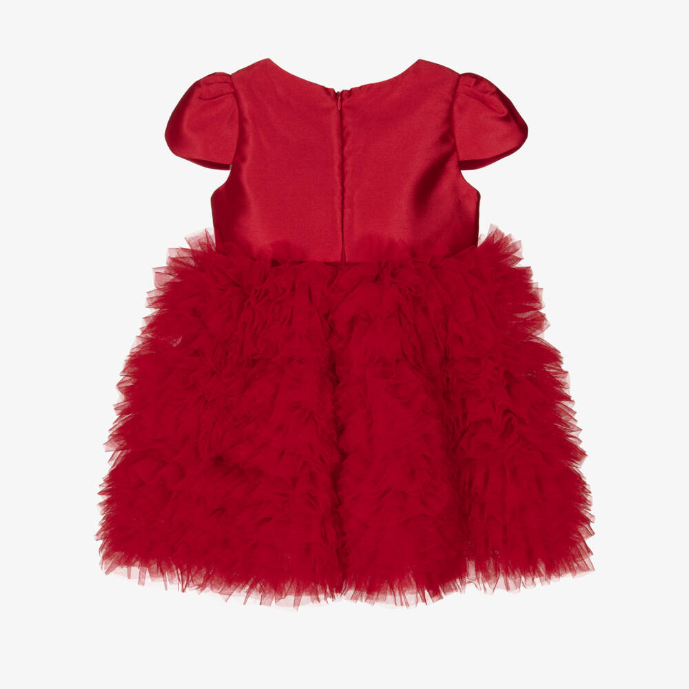 Romano-Girls Red Satin & Tulle Ruffle Dress | Childrensalon