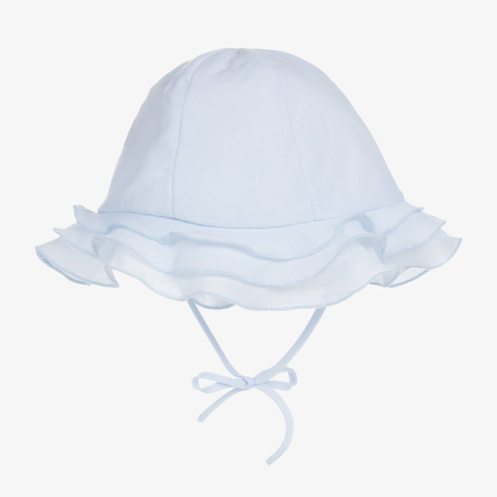 Sarah Louise-Baby Girls Blue Sun Hat with Flower | Childrensalon