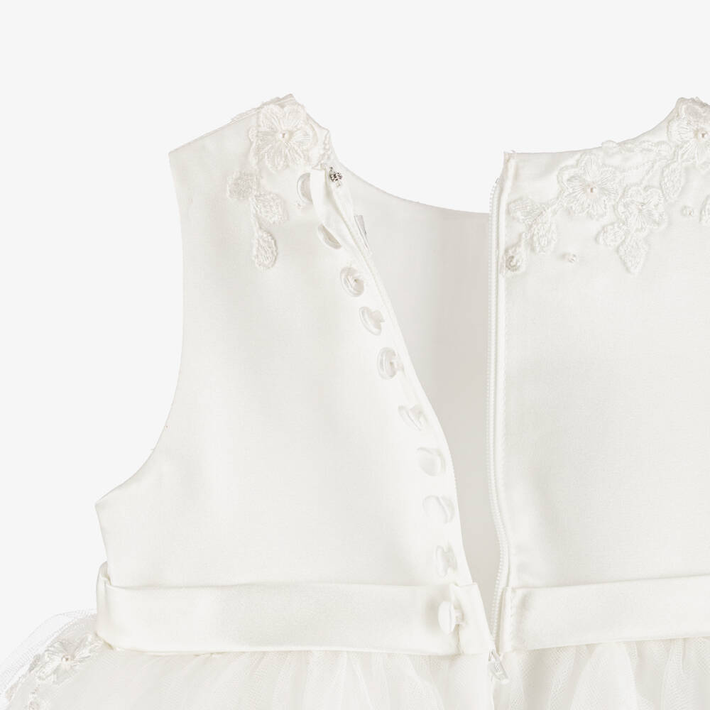 Sarah Louise-Baby Girls Ivory Embroidered Satin & Tulle Dress Set | Childrensalon