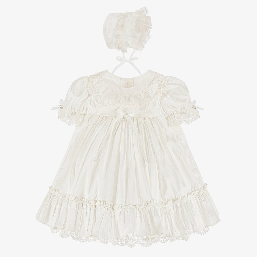 Sarah Louise-Baby Girls Ivory Silk Dress Set | Childrensalon