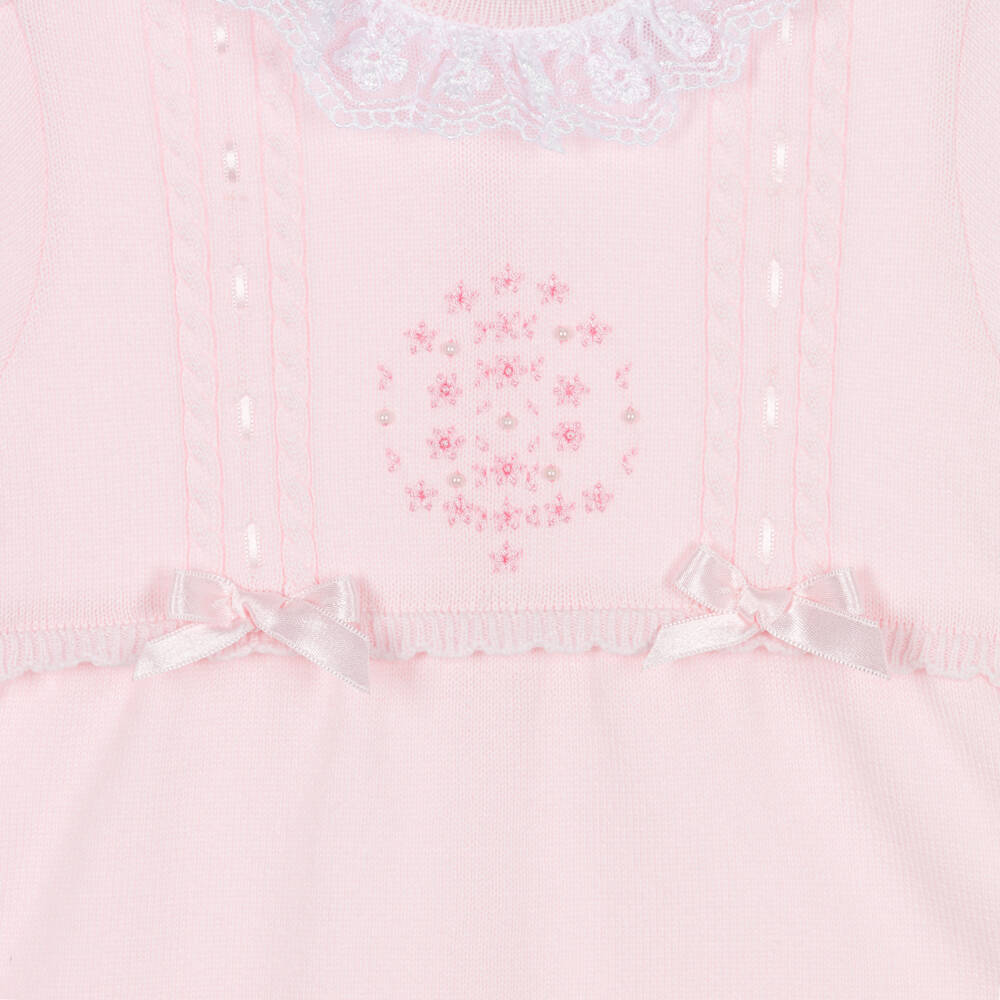 Sarah Louise-طقم بودي سوت وقبعة قطن لون زهري فاتح للبنات الرضع | Childrensalon