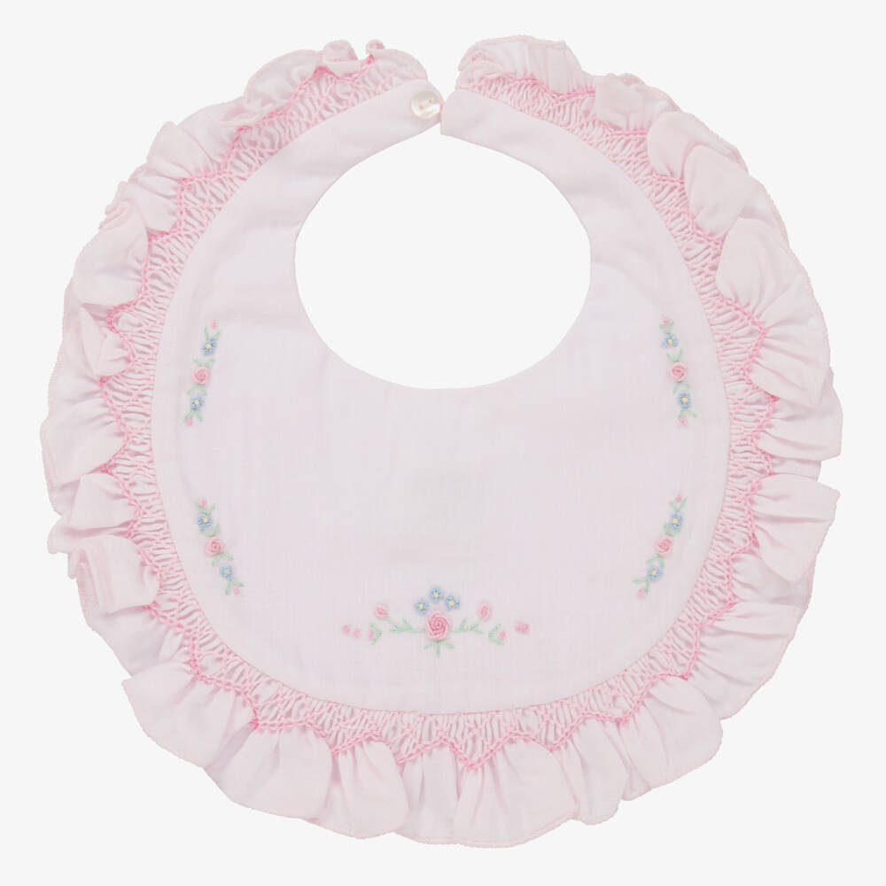 Sarah Louise-Baby Girls Pink Hand-Smocked Bib | Childrensalon