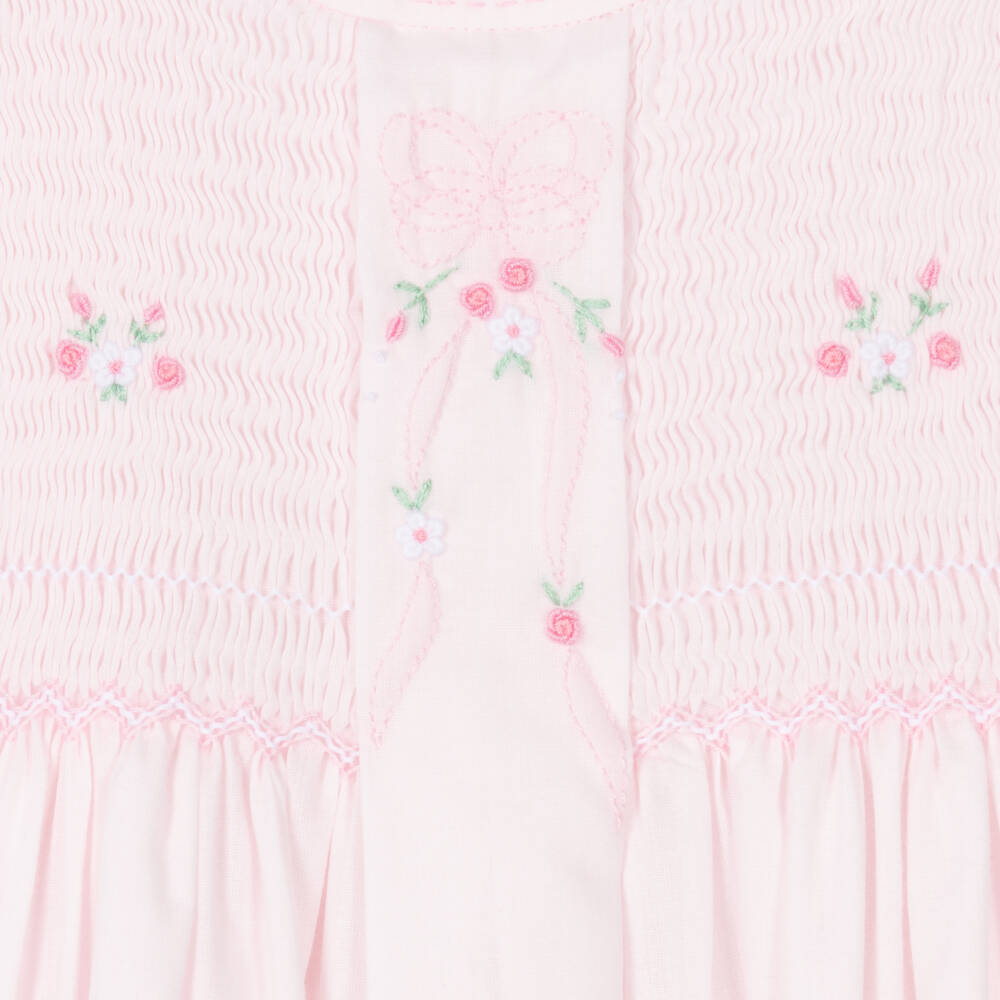 Sarah Louise-Розовое платье с ручной цветочной вышивкой для малышек | Childrensalon