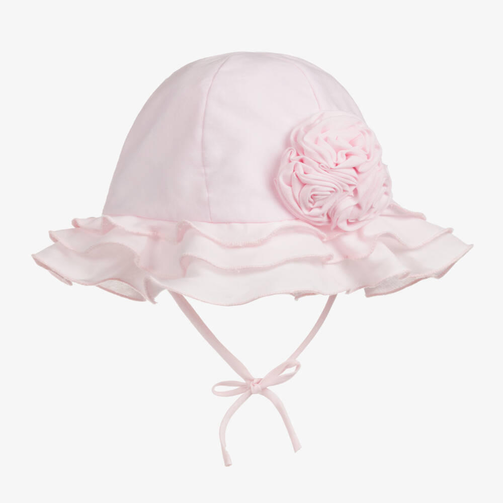Sarah Louise-Baby Girls Pink Sun Hat with Flower | Childrensalon