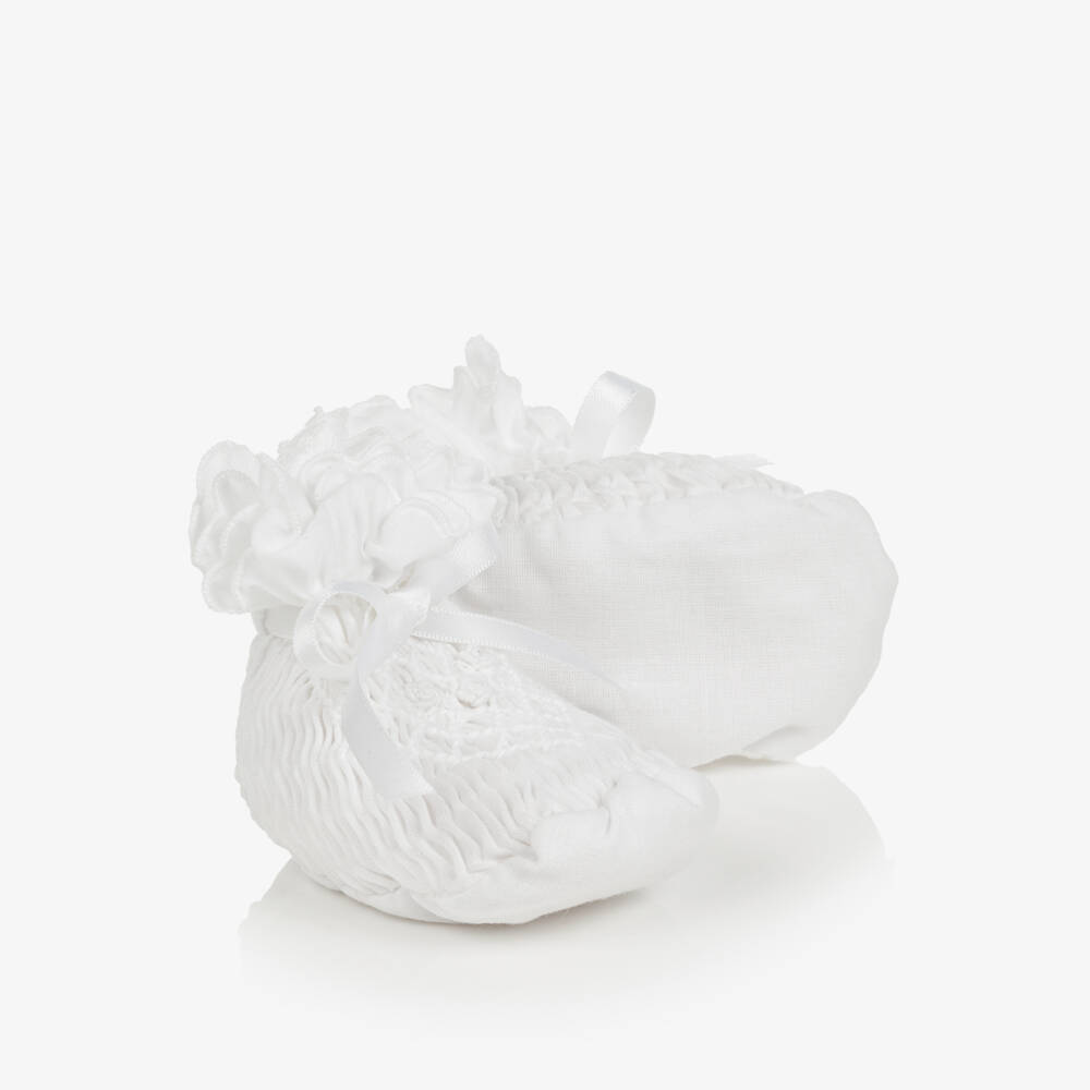 Sarah Louise-Baby Girls White Booties | Childrensalon