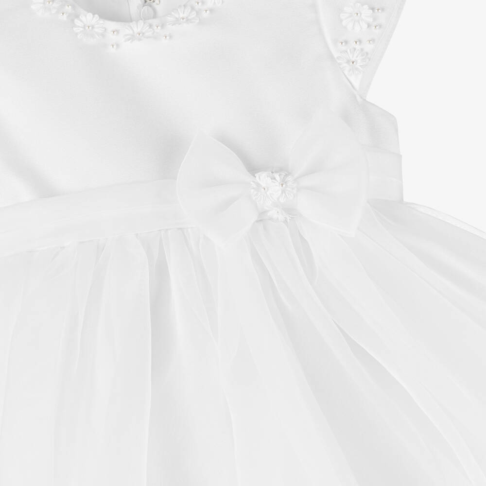 Sarah Louise-Baby Girls White Chiffon Ceremony Gown Set | Childrensalon
