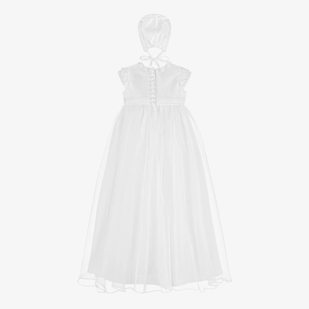Sarah Louise-Baby Girls White Chiffon Ceremony Gown Set | Childrensalon