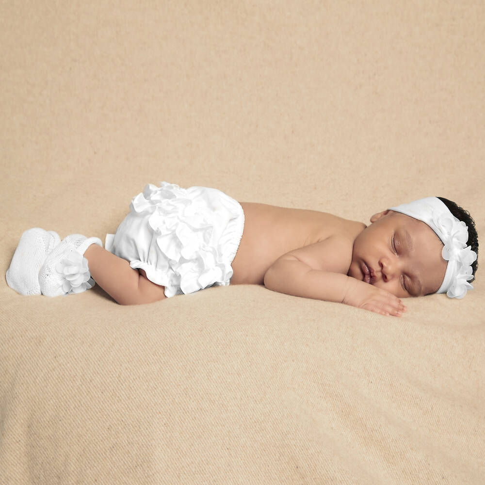 Sarah Louise-Белые трусики с рюшами для малышек | Childrensalon