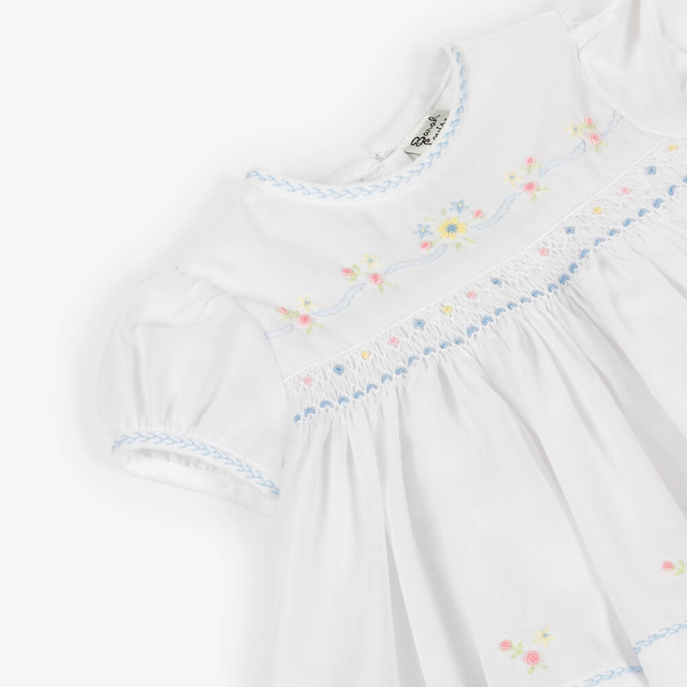 Sarah Louise-Baby Girls White Hand-Embroidered Dress | Childrensalon