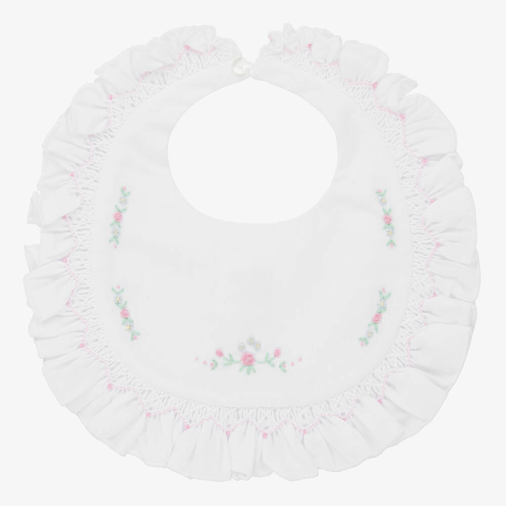 Sarah Louise-Baby Girls White Hand-Smocked Bib | Childrensalon
