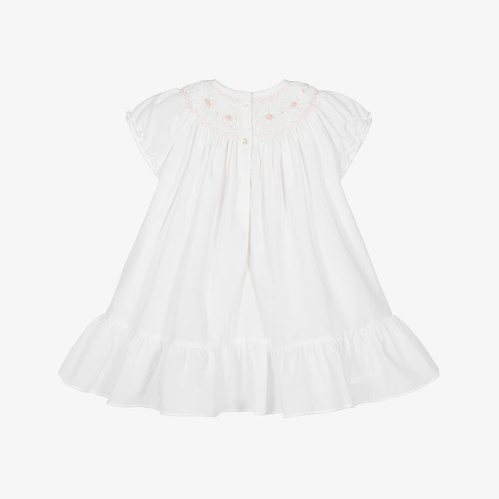 Sarah Louise-Baby Girls White Smocked Dress | Childrensalon