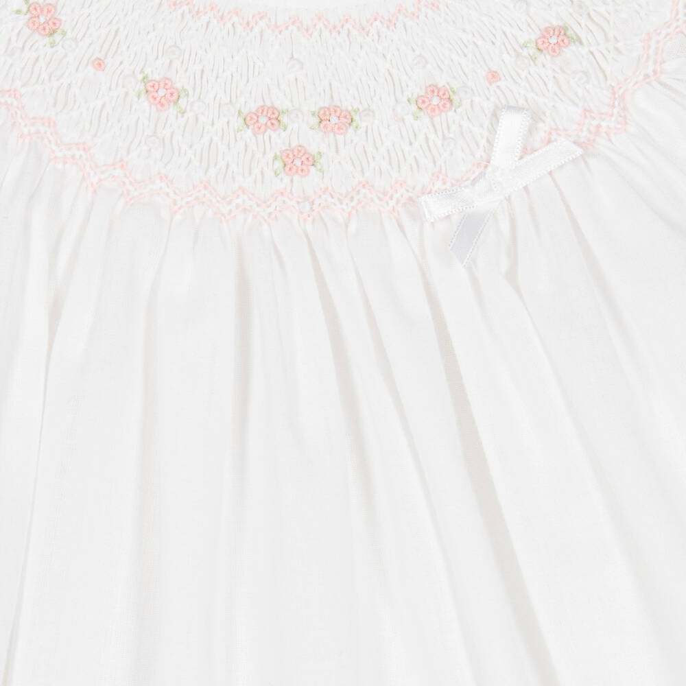 Sarah Louise-Baby Girls White Smocked Dress | Childrensalon