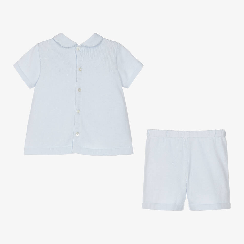 Sarah Louise-طقم شورت أطفال ولادي قطن محبوك لون أزرق | Childrensalon